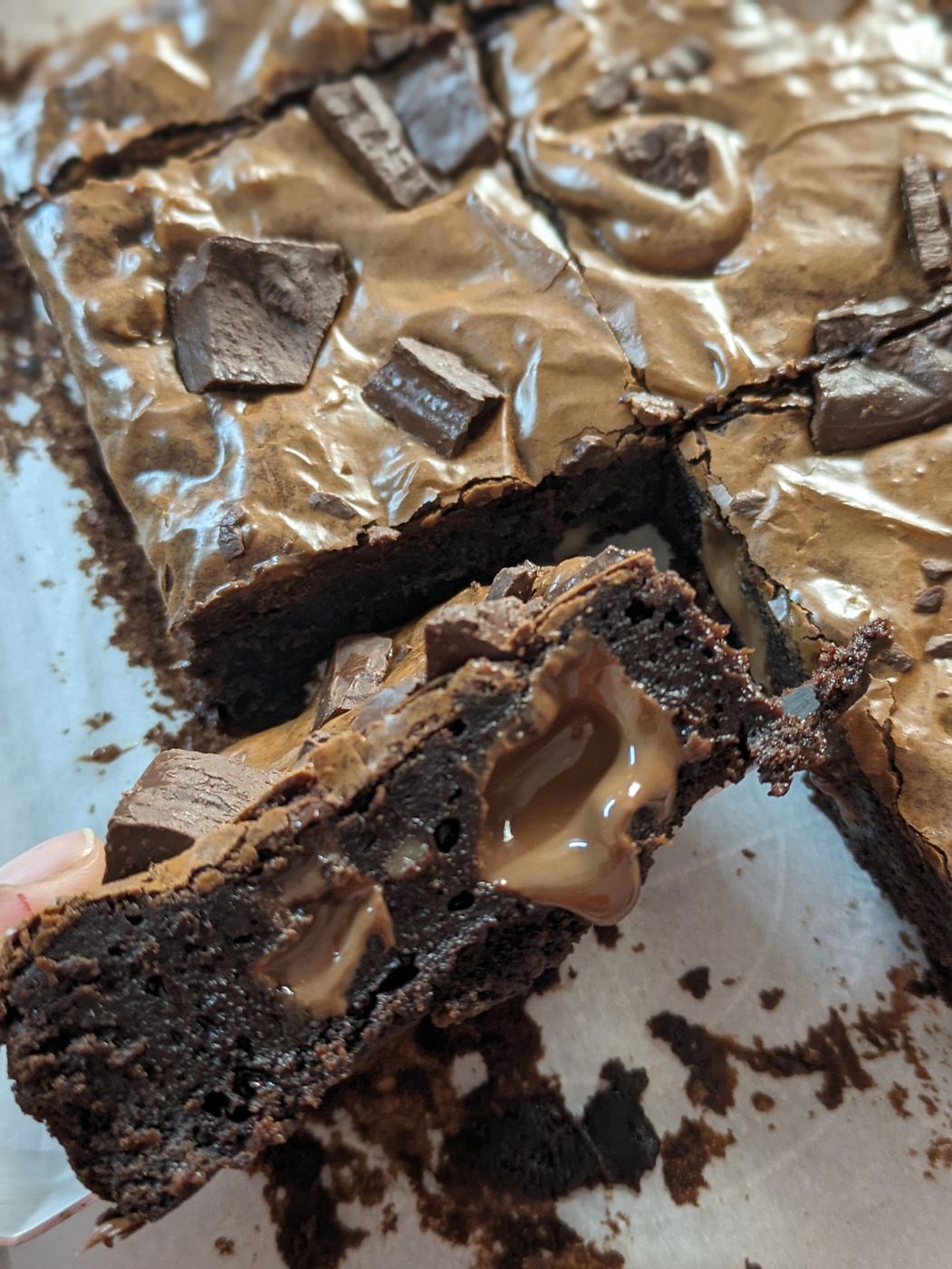 Salted caramel stuffed brownie