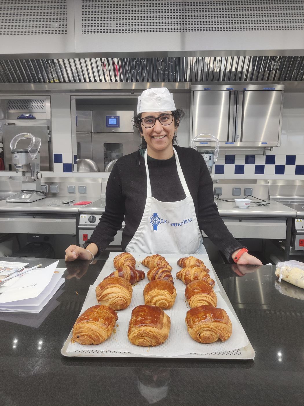 Bulbul with croissants baked at Le Cordon Bleu, Paris